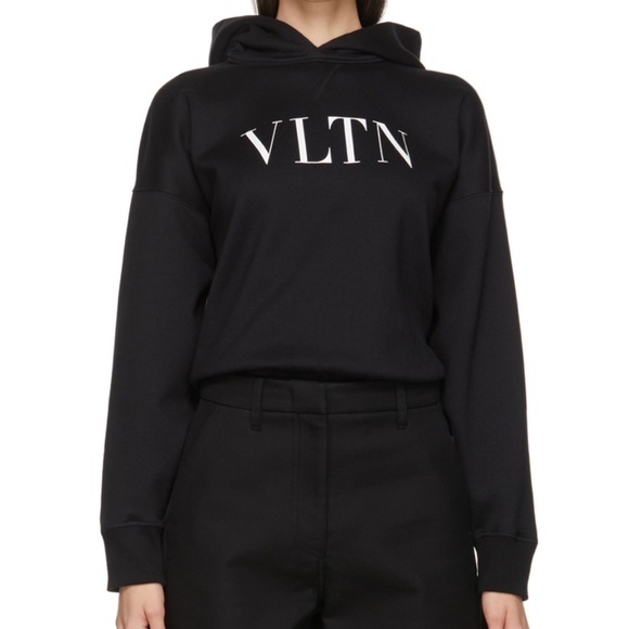 Valentino Sweaters - Black VLTN Hoodie Bodysuit